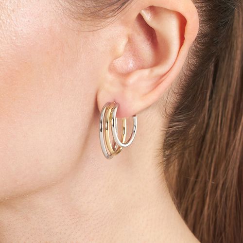 Argollas abiertas triple de brass bicolor para mujer