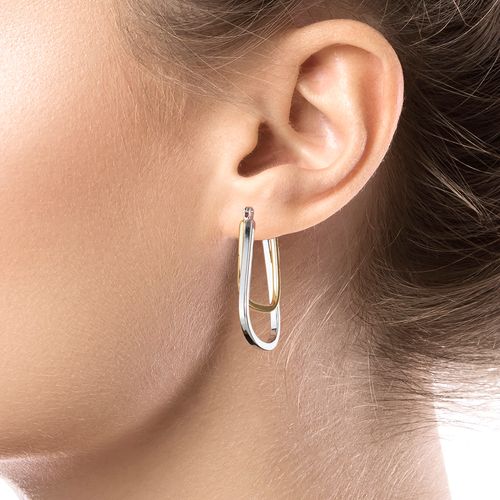 Argollas cuadradas de brass bicolor para mujer