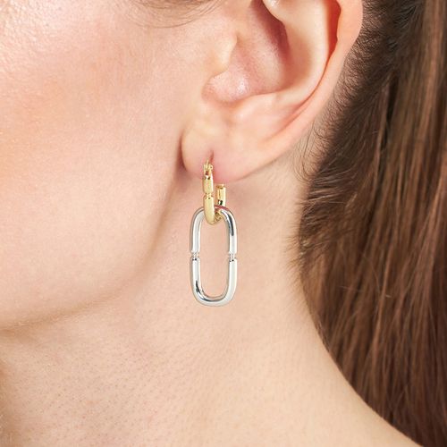 Aretes largos de brass bicolor para mujer
