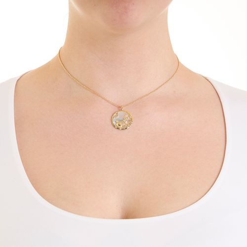 Collar con dije marino de brass en baño de oro 2mm-16" para mujer