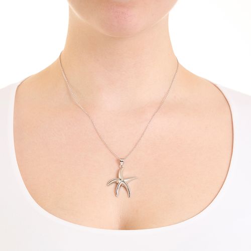 Collar con dije marino de brass plateado 2mm-16" para mujer