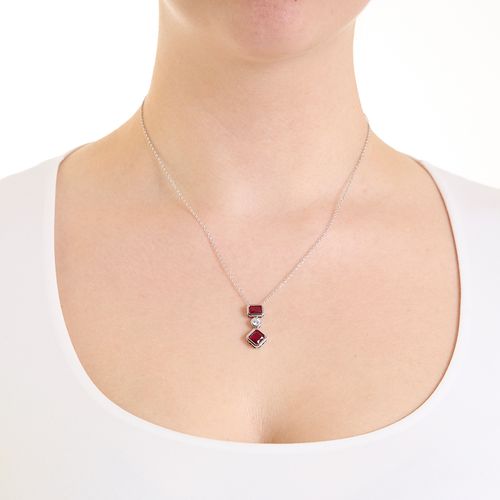 Cadena con dije de brass plateado 2mm-18" para mujer