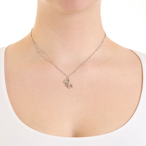 Collar con dije de oso de brass plateado 2mm-16" para mujer