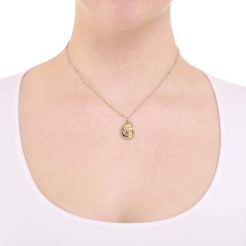 Collar con dije marino de brass en baño de oro 2mm-16" para mujer