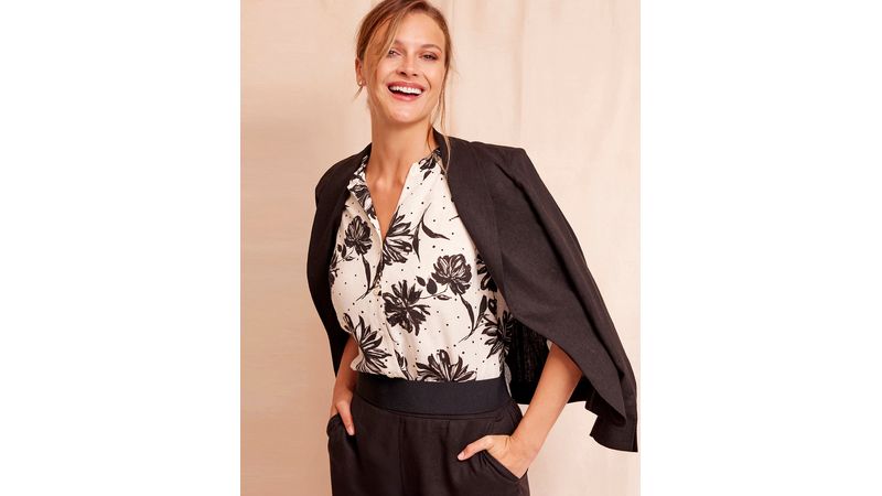 Blusa Punt Roma formal estampada sin mangas para mujer