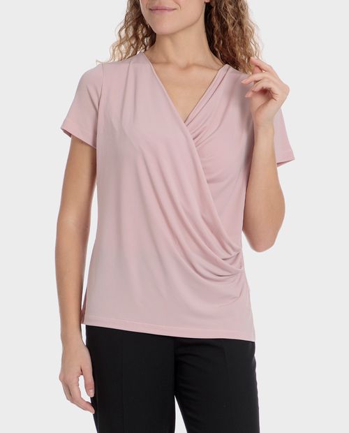Blusa Punt Roma formal rosada manga corta para mujer
