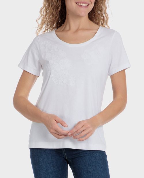 Camiseta Punt Roma blanca manga corta para mujer