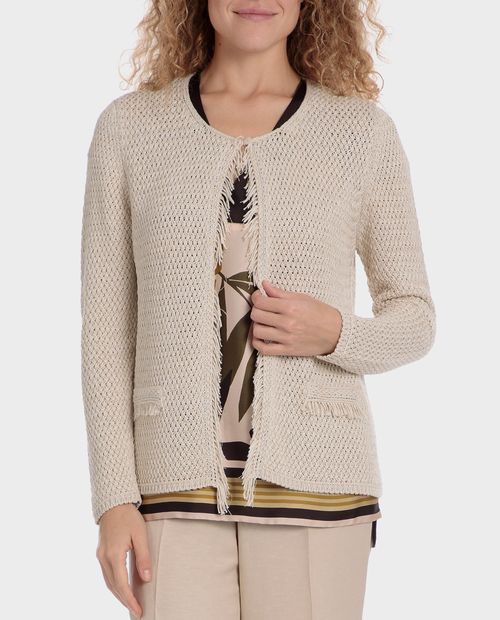 Chaqueta Punt Roma casual beige manga larga para mujer