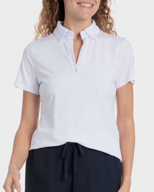 Blusa Punt Roma estilo polo manga corta para mujer