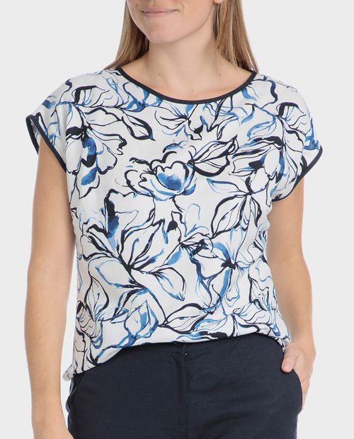 Blusa Punt Roma formal estampada manga corta para mujer