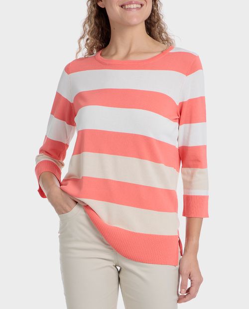Blusa Punt Roma formal rayada manga 3/4 para mujer