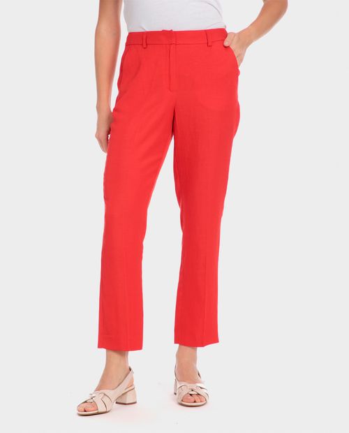 Pantalón Punt Roma chino rojo de cintura alta para mujer