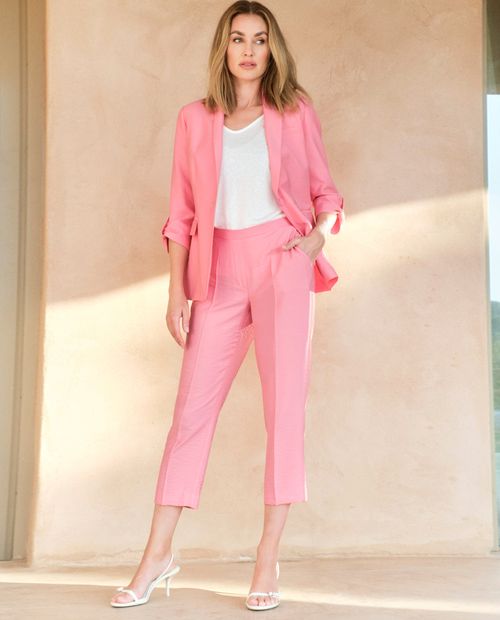 Pantalón Punt Roma pull on rosado de cintura alta para mujer
