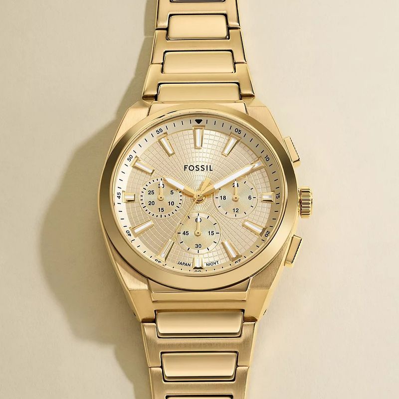 Reloj Fossil análogo cronógrafo de acero inoxidable dorado para hombre