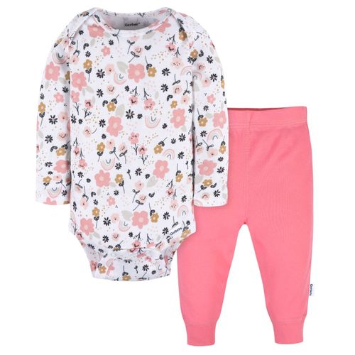 Conjunto de 2 piezas bicolor con estampado para bebé niña