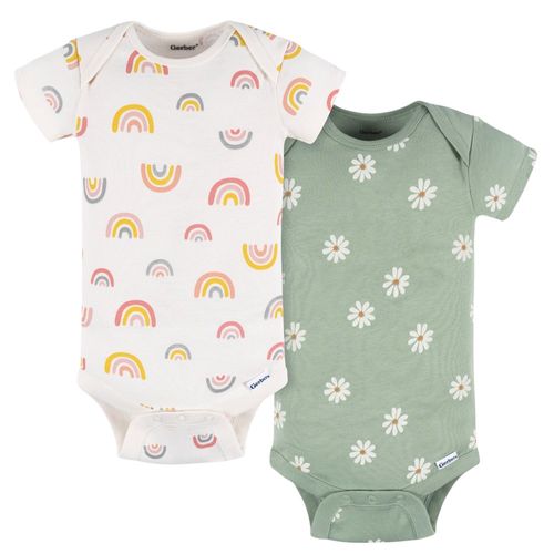 Set de 2 mamelucos bicolor con estampado para bebé niña