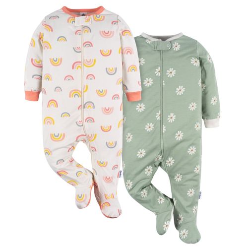 Set de 2 pijamas bicolor con estampado para bebé niña