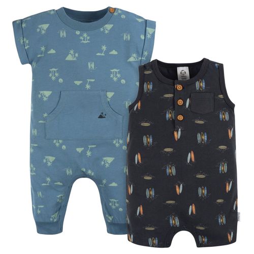 Set de 2 overall bicolor con estampado para bebé niño