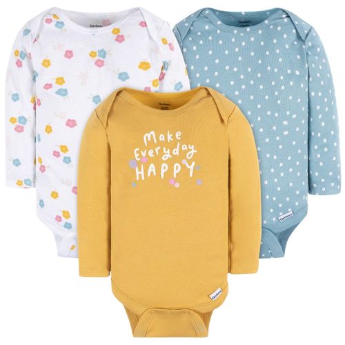 Set de 3 mamelucos multicolor con estampado para bebé niña