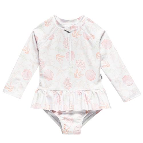 Traje de baño blanco con estampado para niña