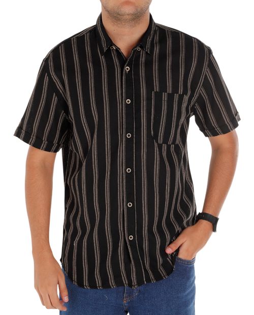 Camisa casual Unexpected negro rayado para hombre
