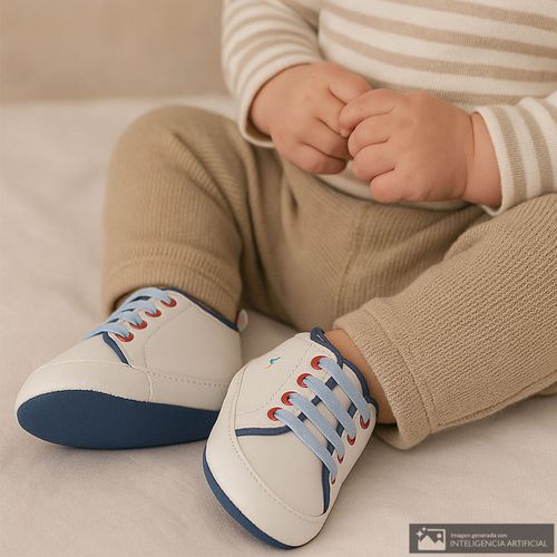 Zapato precaminador deportivo casual Sfera blanco para niño bebé