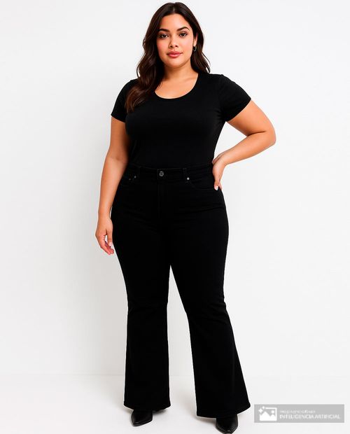 Jeans Sabrina flare negro de cintura alta para mujer
