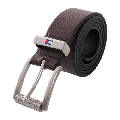 Cinturón tradicional Tommy Hilfiger café con textura para hombre