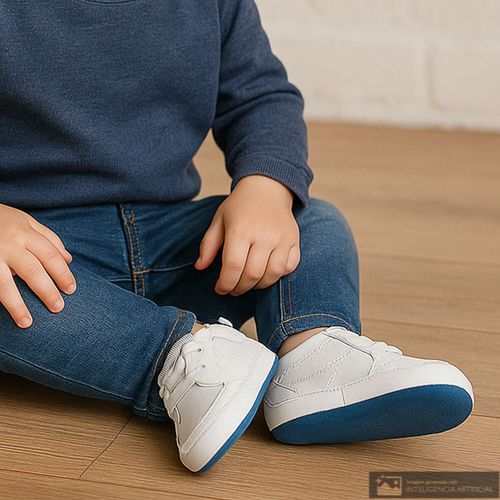 Zapato precaminador deportivo casual blanco para niño bebé