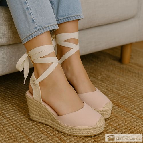 Sandalia alpargata casual Sfera nude para mujer