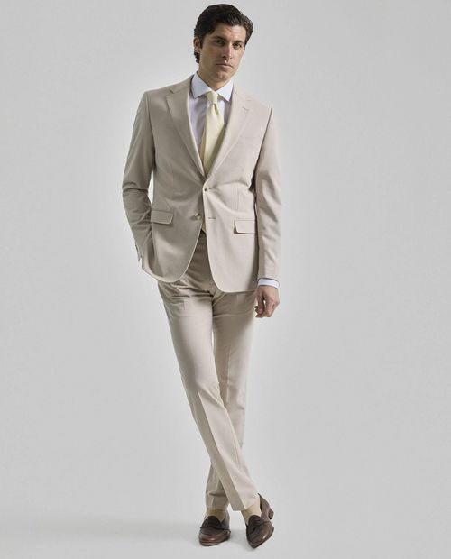 Traje formal PuroEGO slim fit beige sólido para hombre