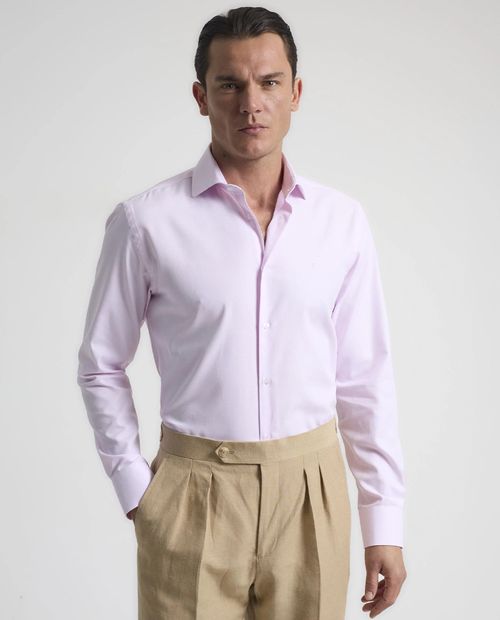Camisa de vestir PuroEGO regular fit rosada texturizada para hombre