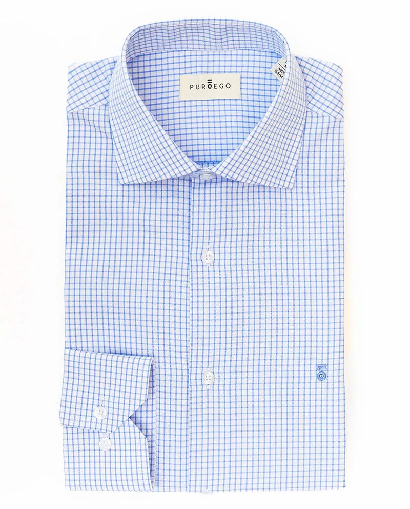 104912906-Camisa-de-vestir-PuroEGO-regular-fit-celeste-cuadriculada-para-hombre