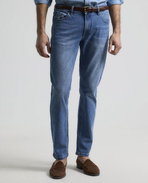Jeans PuroEGO slim fit azul denim lavado para hombre
