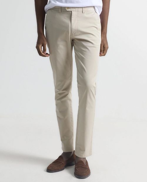 Pantalón chino Puro Ego beige sólido para hombre