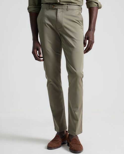 Pantalón chino Puro Ego verde sólido para hombre