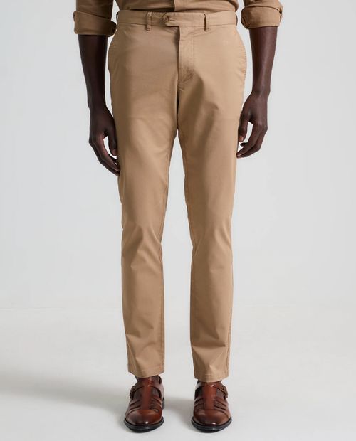Pantalón chino Puro Ego café sólido para hombre