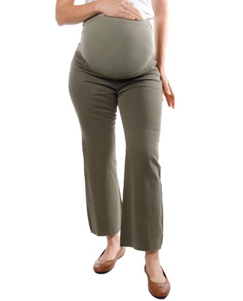 Jeans maternal Sabrina flare verde de cintura alta para mujer