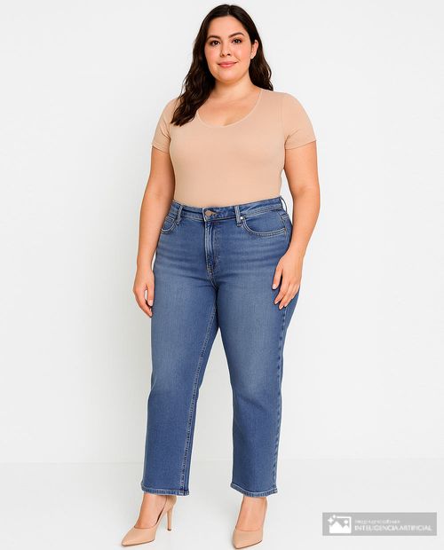 Jeans Sabrina straight azul de cintura alta para mujer