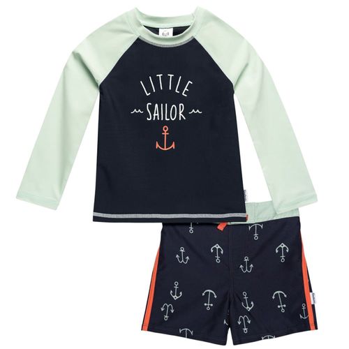 Traje de baño de 2 piezas bicolor con estampado para niño