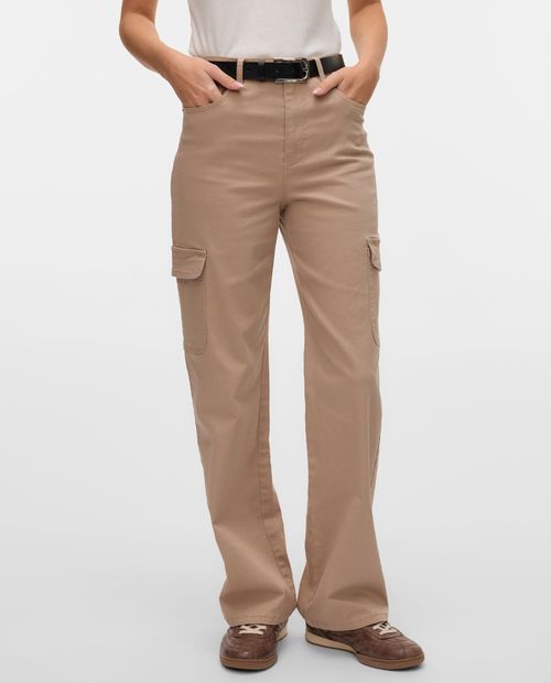Jeans Vero Moda cargo beige largo 32" de cintura alta para mujer