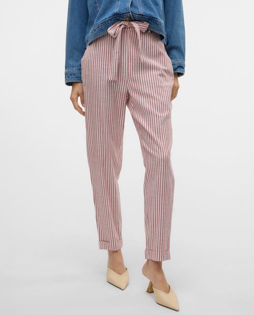 Pantalón Vero Moda pull on largo 32" rayado de cintura alta para mujer