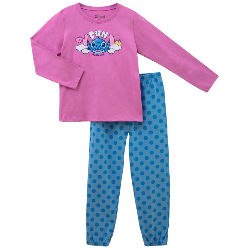 104844700-Pijama-de-2-piezas-bicolor-con-estampado-Stitch-para-niña