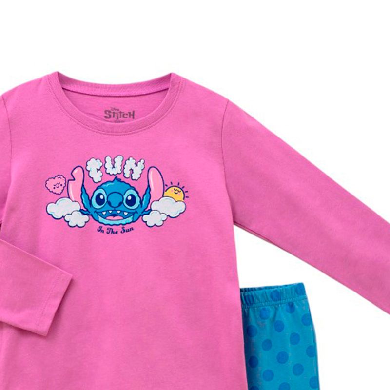 104844700-Pijama-de-2-piezas-bicolor-con-estampado-Stitch-para-niña
