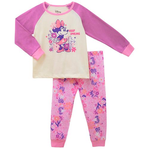 Pijama de 2 piezas bicolor con estampado Minnie Mouse para niña