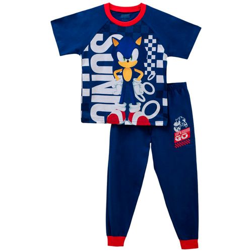 Pijama de 2 piezas azules con estampado Sonic para niño