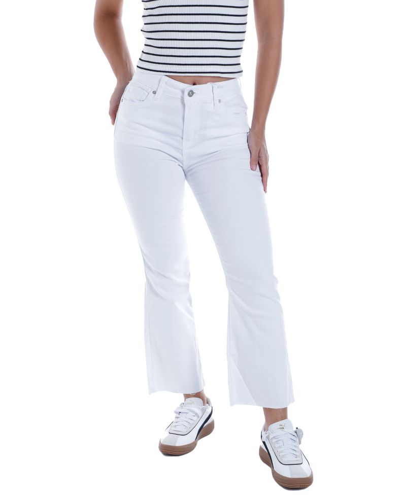 Jeans Orange flare blanco de cintura alta para mujer
-1749214841414