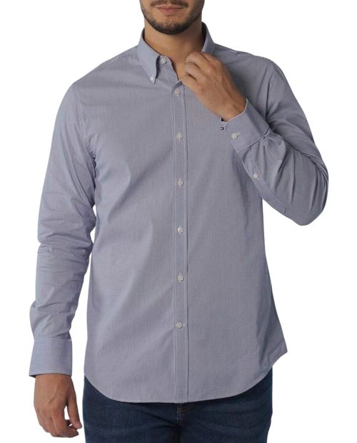 Camisa formal Tommy Hilfiger slim fit azul navy mini cuadros para hombre
