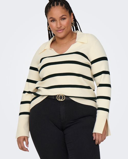 Suéter Only Carmakoma pull over rayado manga larga para mujer