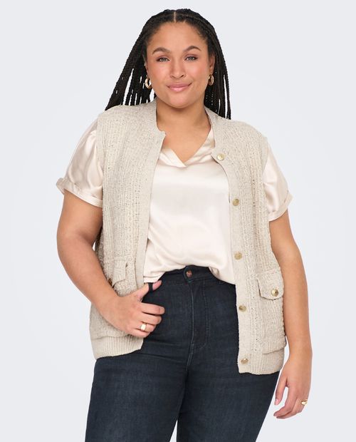 Chaleco Only Carmakoma beige para mujer